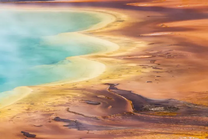 Framed Print : Pattern in bacterial mat of Grand Prismatic spring, Midway Geyser Basin Framed Print : Pattern in bacterial mat of Grand Prismatic spring, Midway Geyser Basin