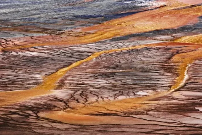 Framed Print : Pattern in bacterial mat, Grand Prismatic Spring, Midway Geyser Basin, Yellowstone National Park