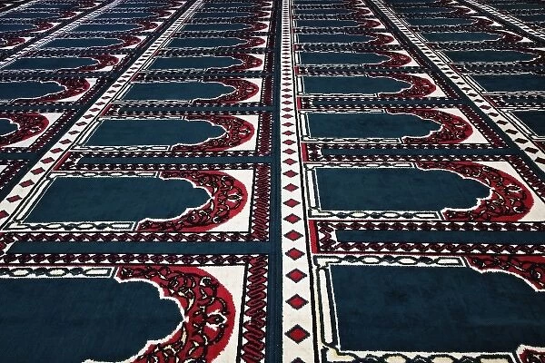 Pattern created by prayer rugs in Islamic mosque, Cairo, Egypt