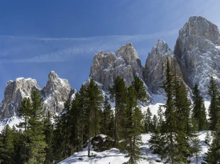 Framed Print : The peaks of the Geisler mountain range in valley Villnoess after a snow strom in spring Framed Print : The peaks of the Geisler mountain range in valley Villnoess after a snow strom in spring