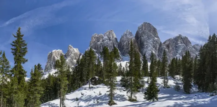 Framed Print : The peaks of the Geisler mountain range in valley Villnoess after a snow strom in spring Framed Print : The peaks of the Geisler mountain range in valley Villnoess after a snow strom in spring