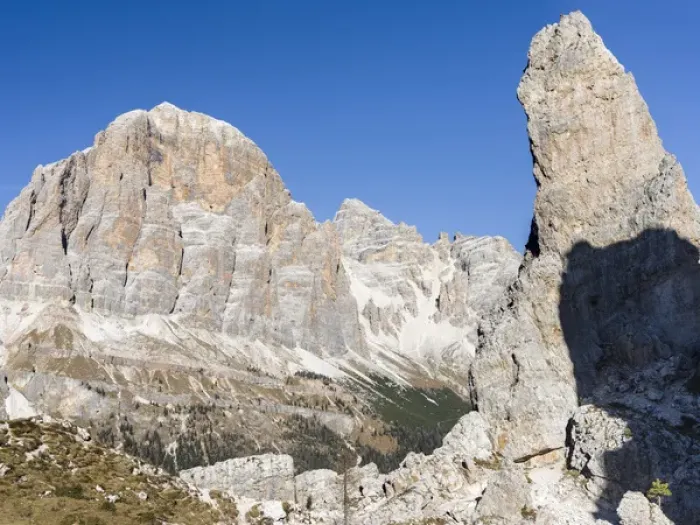 Framed Print : The peaks of Mount Tofane and the Cinque Torri (foreground) in the Dolomites of Cortina Framed Print : The peaks of Mount Tofane and the Cinque Torri (foreground) in the Dolomites of Cortina
