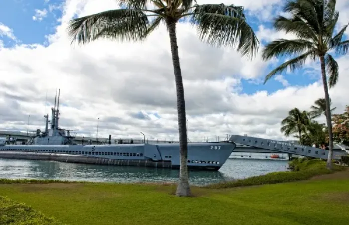 Framed Print : Pearl Harbor Memorial in Honolulu, Hawaii. USSW Bowfin submarine Framed Print : Pearl Harbor Memorial in Honolulu, Hawaii. USSW Bowfin submarine