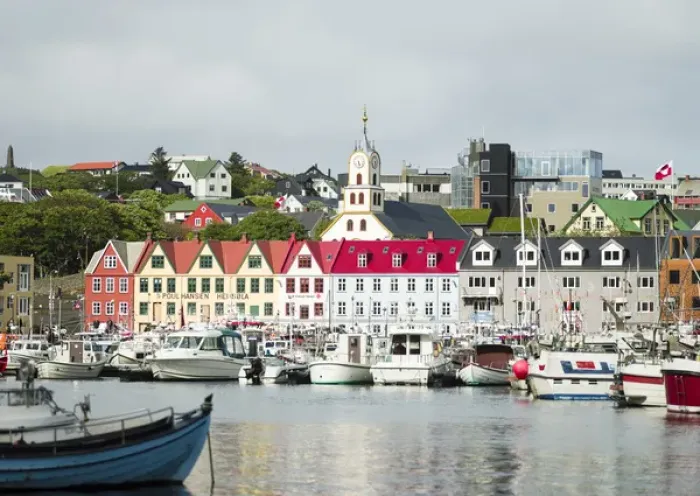 Framed Print : Peninsula Tinganes with old town, government district and the western harbour. Torshavn Framed Print : Peninsula Tinganes with old town, government district and the western harbour. Torshavn