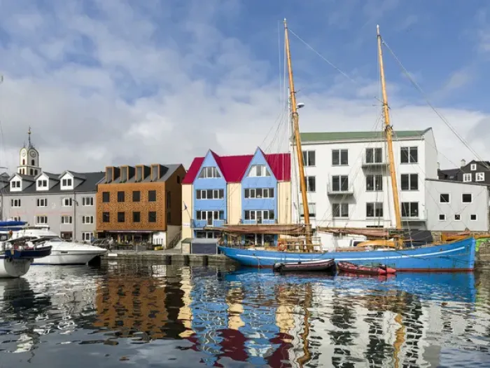 Framed Print : Peninsula Tinganes with old town, government district and the western harbour. Torshavn Framed Print : Peninsula Tinganes with old town, government district and the western harbour. Torshavn