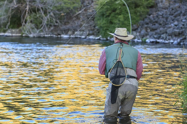 People fly fishing, Lower Deschutes River, Central Oregon, USA (MR)