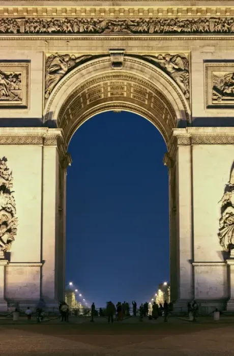 Framed Print : People standing under the Arc de Triomphe at night, Paris, France