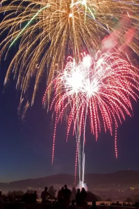 Framed Print : People watch a Fourth of July fireworks display in Boise, Idaho