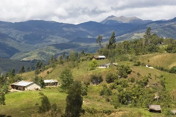 Peru. Andes Mountains. Amazonas Province. Upper Amazon. Near Lemeybamba. Farms taken