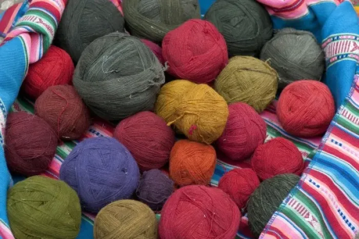 Framed Print : Peru, Chincheros. Dyed llama wool at the local artisan coop workshop Framed Print : Peru, Chincheros. Dyed llama wool at the local artisan coop workshop