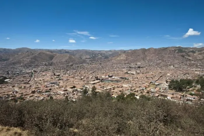 Framed Print : Peru, Cusco. Areial view of Cusco and surrounding valley