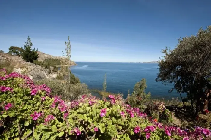 Framed Print : Peru, Lake Titicaca. Suasi Island Lodge Framed Print : Peru, Lake Titicaca. Suasi Island Lodge