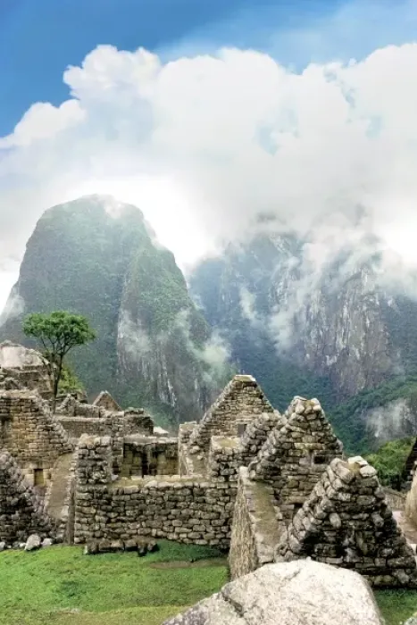 Framed Print : Peru, Machu Picchu, the ancient lost city of the Inca shrouded in mist and clouds