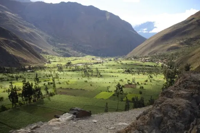 Framed Print : Peru, Urubamba Valley. View of the Urubamba Valley from Ollantaytambo ruins Framed Print : Peru, Urubamba Valley. View of the Urubamba Valley from Ollantaytambo ruins