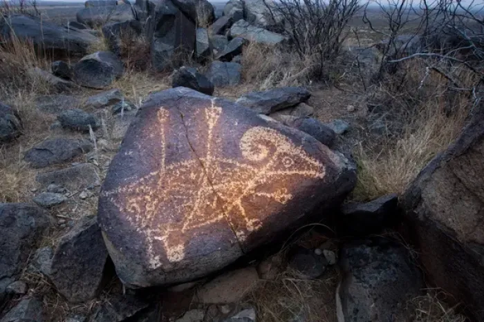 Framed Print : Petroglyph at the Three Rivers Petroglyph Site near Tularosa, New Mexico