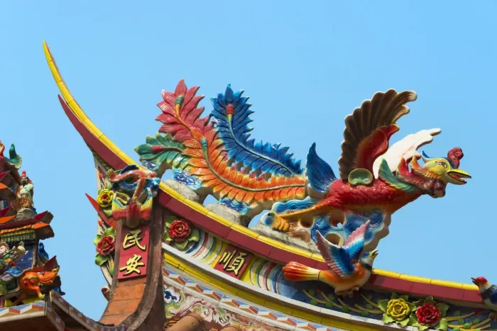 Framed Print : Phoenix statue on the roof of a Matsu Temple, Xiamen, Fujian Province, China