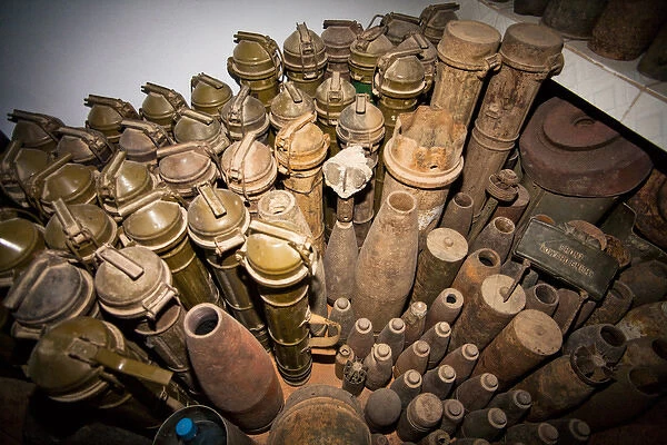 Phonsavan in Laos. Bombs and shells are seen everywhere in this town as in this collection