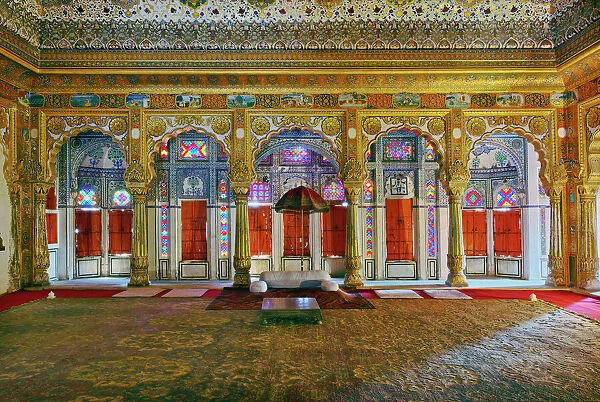 Phool Mahal, the grandest of Mehrangarhs period rooms, Mehrangarh Fort, Jodhpur, India