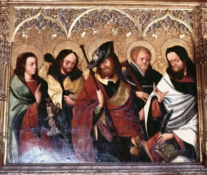 Framed Print : Pilgrim James. Detail of the altarpiece. Late fifteenth century. Maranon. Navarre Framed Print : Pilgrim James. Detail of the altarpiece. Late fifteenth century. Maranon. Navarre