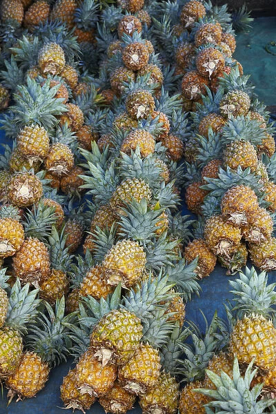Pineapple stall at Suva Municipal Market, Suva, Viti Levu, Fiji, South Pacific