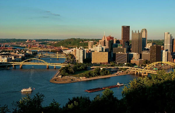 Pittsburgh Pennsylvania and the Three Rivers taken from Mt Washington showqing skyline