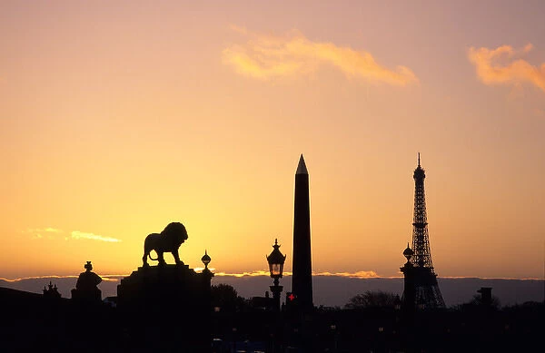 Place de la Concorde, Obelisque de Louksor, Eiffel Tower, Paris, France