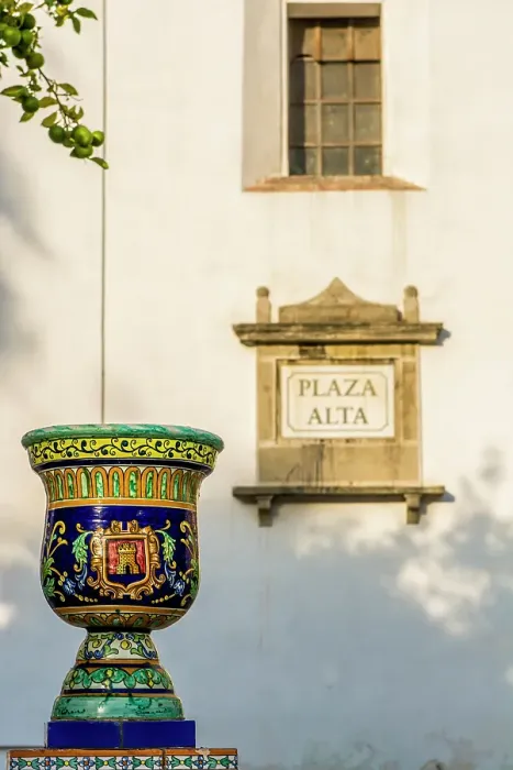 Framed Print : Plaza Alta street sign in the main square, Algeciras, Spain