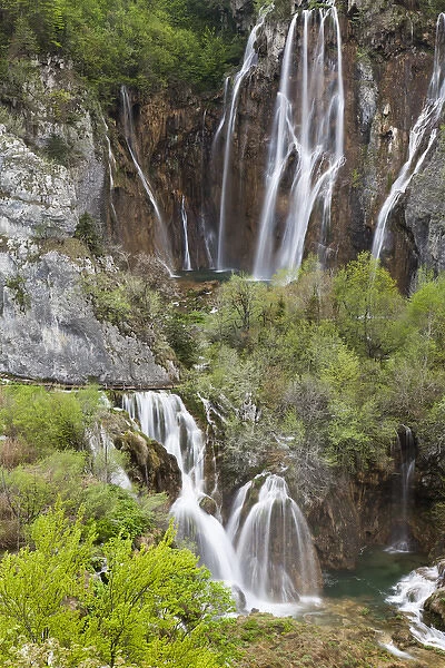 The Plitvice Lakes in the National Park Plitvicka Jezera in Croatia. The big Fall