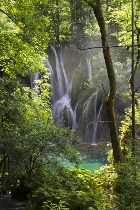 Framed Print : The Plitvice Lakes in the National Park Plitvicka Jezera in Croatia. The upper lakes