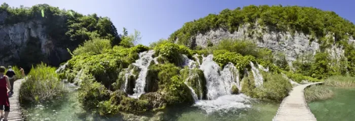 Framed Print : The Plitvice Lakes in the National Park Plitvicka Jezera in Croatia. The lower lakes