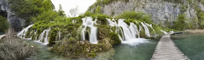 Framed Print : The Plitvice Lakes in the National Park Plitvicka Jezera in Croatia. The lower lakes