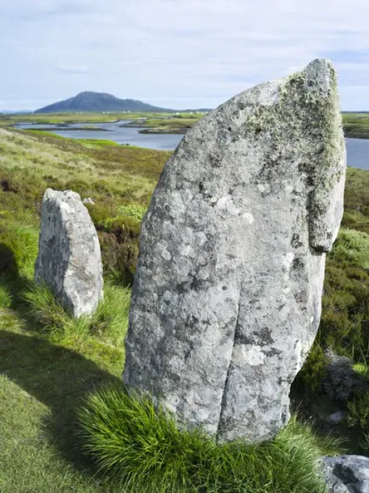 Framed Print : Pobull Fhinn Standing Stones on North Uist in the Outer Hebrides. Europe, Scotland, June