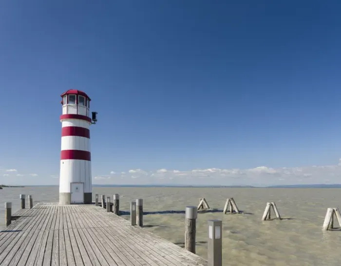 Framed Print : Podersdorf am See on the shore of Lake Neusiedl. The lighthouse in the domestic port Framed Print : Podersdorf am See on the shore of Lake Neusiedl. The lighthouse in the domestic port