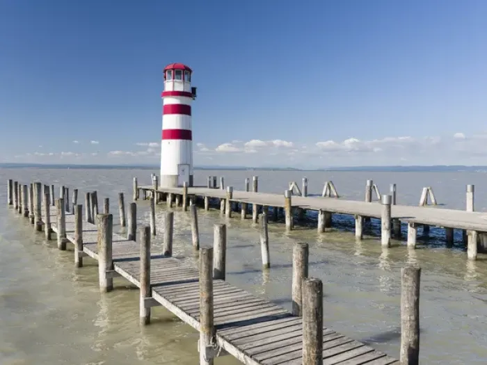 Framed Print : Podersdorf am See on the shore of Lake Neusiedl. The lighthouse in the domestic port Framed Print : Podersdorf am See on the shore of Lake Neusiedl. The lighthouse in the domestic port