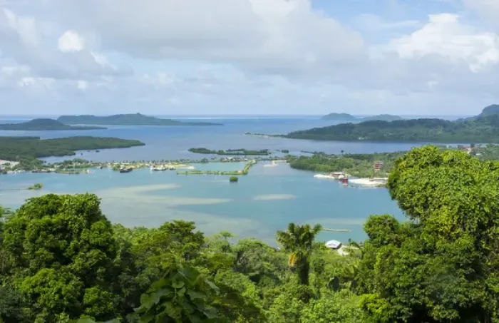 Framed Print : Pohnpei Micronesia Kolonia main town from above at Sokehs Ridge