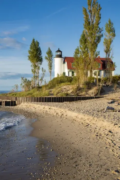 Framed Print : Point Betsie Lighthouse on Lake Michigan, Benzie County, Frankfort, MI