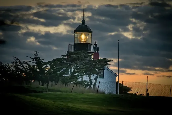 Framed Print : Point Pinos shines its light at sunset