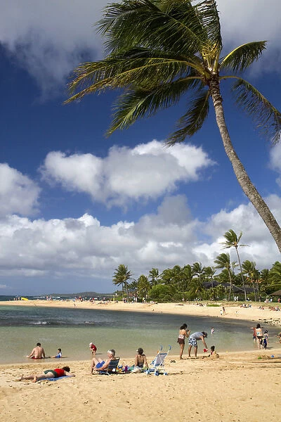 Poipu Beach Park on the southern coast of Kauai island, Hawaii, USA