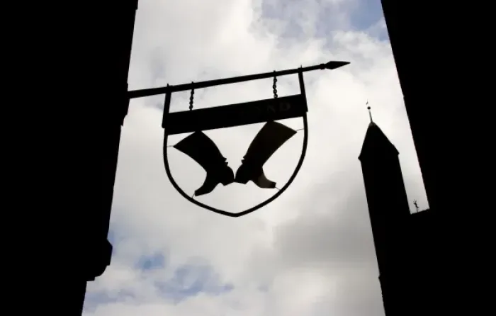Framed Print : Poland, Gdansk. Silhouette of shop sign in Old Town Framed Print : Poland, Gdansk. Silhouette of shop sign in Old Town