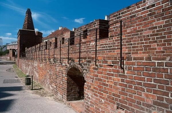 POLAND. WARSAW. View of an stretch gothic wall that surrounded the old city