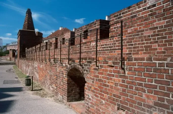 Framed Print : POLAND. WARSAW. View of an stretch gothic wall that surrounded the old city Framed Print : POLAND. WARSAW. View of an stretch gothic wall that surrounded the old city