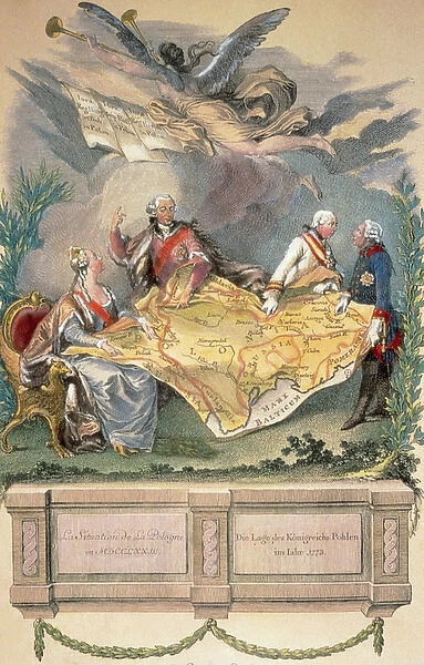 POLAND. XVIII Century. Allegory of the First Division: Catherine II, Stanislaus Poniatowski