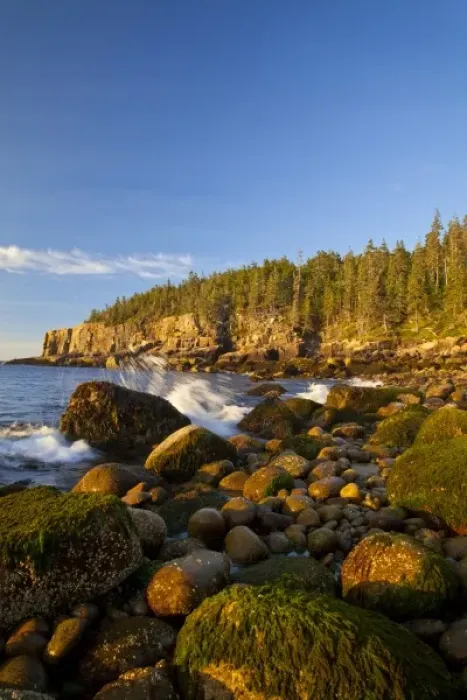 Framed Print : Polished rocks at Otter Cliffs in Acadia National Park, Maine, USA