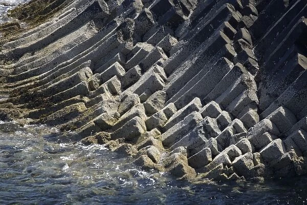 Polygonal basalt, Am Buachaille rocks, Staffa, off Isle of Mull, Scotland, United Kingdom