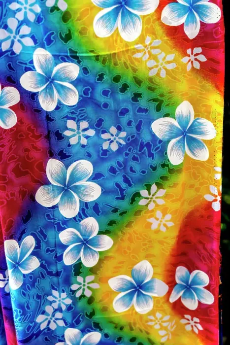 Framed Print : Polynesian floral textile cloth, Honolulu, Hawaii