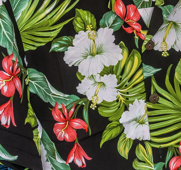 Polynesian floral textile cloth, Waikiki, Honolulu, Hawaii