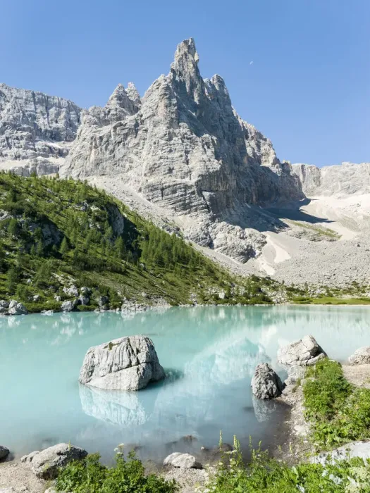 Framed Print : Ponta de Sorapis seen from Lago del Sorapis in the Dolomites of the Veneto Framed Print : Ponta de Sorapis seen from Lago del Sorapis in the Dolomites of the Veneto