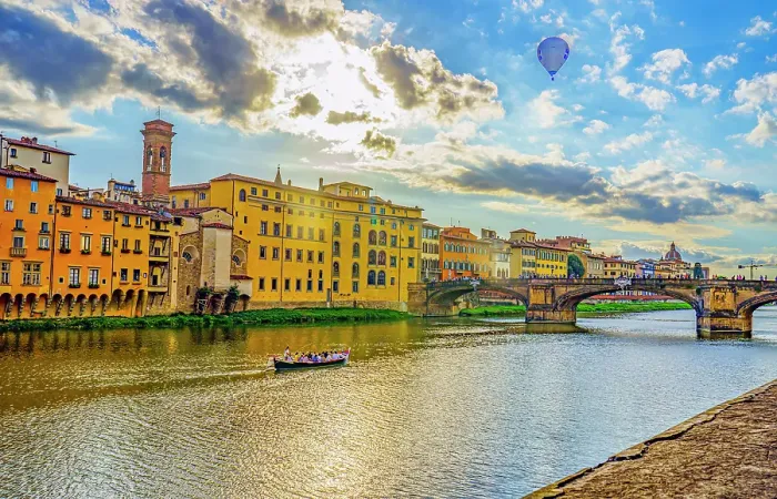 Framed Print : Ponte alle Grazie, Florence, Italy. Wide angle landscape view at sunset of modern bridge rebuilt in 1953 Framed Print : Ponte alle Grazie, Florence, Italy. Wide angle landscape view at sunset of modern bridge rebuilt in 1953