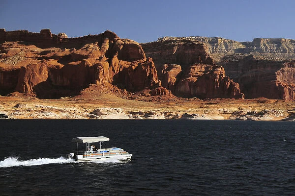 Pontoon Boat on Lake Powell; Glen Canyon National Recreation Area; Page; Arizona; USA