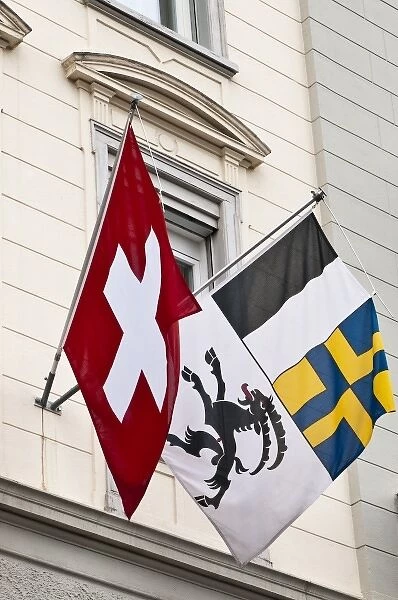 Pontresina, Switzerland. Flags
